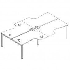 Рабочая станция опоры UNO (4х160) столы Классика серия A4 белый премиум / металлокаркас белый