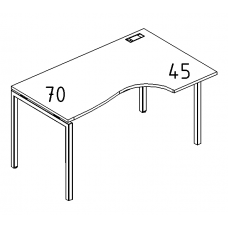 Стол эргономичный правый "Классика" на металлокаркасе DUE серия A4 белый премиум / металлокаркас белый