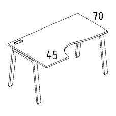 Стол эргономичный левый "Классика" на металлокаркасе TRE серия A4 белый премиум / металлокаркас белый