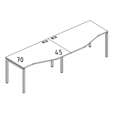 Рабочая станция столы Техно (2х140) каркас DUE металлический серия A4 белый премиум / металлокаркас белый