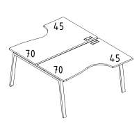 Рабочая станция со столами (2х120) каркас TRE серия A4 белый премиум / металлокаркас белый