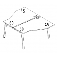 Рабочая станция каркас TRE столы (2х160) эргономичные Техно серия A4 белый премиум / металлокаркас белый