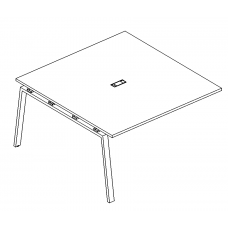 Секция стола для переговоров на металлокаркасе TRE серия A4 белый премиум / металлокаркас белый