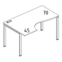 Стол эргономичный левый "Классика" на металлокаркасе UNO серия A4 белый премиум / металлокаркас белый