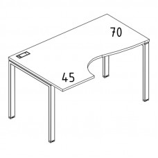 Стол эргономичный левый "Классика" на металлокаркасе UNO серия A4 белый премиум / металлокаркас белый