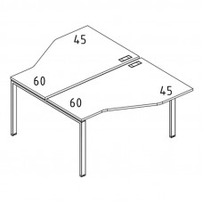 Рабочая станция опоры UNO со столами Техно (2х120) серия A4 белый премиум / металлокаркас белый
