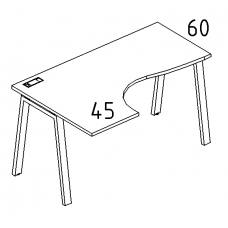 Стол эргономичный левый "Классика" на металлокаркасе TRE серия A4 белый премиум / металлокаркас белый