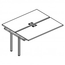 Секция стола рабочей станции на металлокаркасе QUATTRO (2х120) серия A4 белый премиум / металлокаркас белый