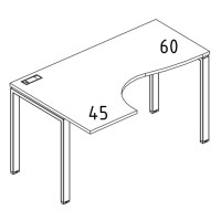 Стол эргономичный левый "Классика" на металлокаркасе UNO серия A4 белый премиум / металлокаркас белый