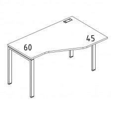 Стол эргономичный правый "Техно" на металлокаркасе UNO серия A4 белый премиум / металлокаркас белый