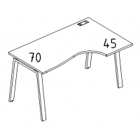 Стол эргономичный правый "Классика" на металлокаркасе TRE серия A4 белый премиум / металлокаркас белый