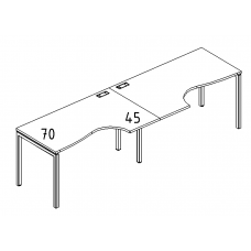 Рабочая станция металлокаркас DUE столы (2х140) Классика серия A4 белый премиум / металлокаркас белый