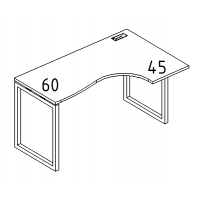 Стол эргономичный правый "Классика" на металлокаркасе QUATTRO серия A4 белый премиум / металлокаркас белый