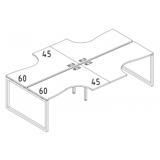 Рабочая станция столы (4х160) Классика каркас QUATTRO серия A4 белый премиум / металлокаркас белый