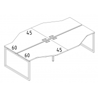 Рабочая станция столы (4х140) Техно каркас QUATTRO серия A4 белый премиум / металлокаркас белый