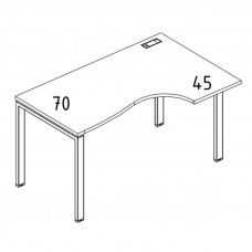 Стол эргономичный правый "Классика" на металлокаркасе UNO серия A4 белый премиум / металлокаркас белый