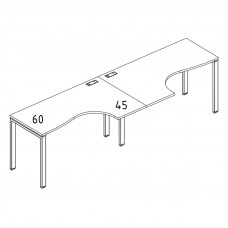 Рабочая станция столы Классика каркас UNO (2х160) серия A4 белый премиум / металлокаркас белый