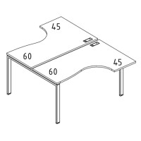 Рабочая станция UNO (2х160) со столами эргономичными серия A4 белый премиум / металлокаркас белый