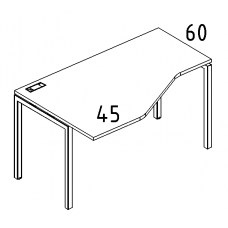 Стол эргономичный левый "Техно"на металлокаркасе DUE серия A4 белый премиум / металлокаркас белый