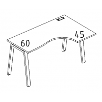 Стол эргономичный правый "Классика" на металлокаркасе TRE серия A4 белый премиум / металлокаркас белый