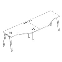 Рабочая станция столы (2х140) эргономичными Техно каркас TRE серия A4 белый премиум / металлокаркас белый