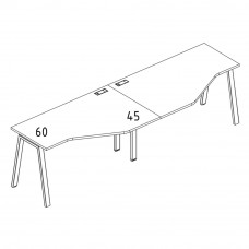 Рабочая станция столы (2х140) эргономичными Техно каркас TRE серия A4 белый премиум / металлокаркас белый