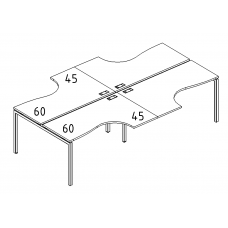 Рабочая станция каркас DUE (4х120) столы эргономичные Классика серия A4 белый премиум / металлокаркас белый