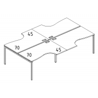 Рабочая станция (4х160) опоры DUE столы Классика эргономичные серия A4 белый премиум / металлокаркас белый