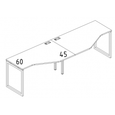 Рабочая станция (2х120) каркас QUATTRO столы Техно серия A4 белый премиум / металлокаркас белый