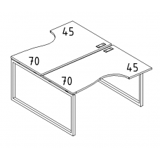 Рабочая станция столы Классика QUATTRO (2х120) серия A4 белый премиум / металлокаркас белый