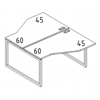 Рабочая станция со столами Техно (2х160) каркас QUATTRO серия A4 белый премиум / металлокаркас белый