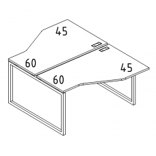 Рабочая станция со столами Техно (2х160) каркас QUATTRO серия A4 белый премиум / металлокаркас белый