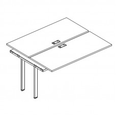 Секция стола рабочей станции на металлокаркасе UNO (2х120) серия A4 белый премиум / металлокаркас белый