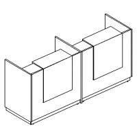 Стойка ресепшн прямая с промежуточной опорой (полка высокая), цвет белый премиум, серия А4, 9848
