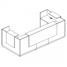 Стойка ресепшн П-образная (полки высокие) с подсветкой, цвет белый премиум, серия А4, 9885