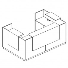 Стойка ресепшн П-образная (полки высокие) с подсветкой, цвет белый премиум, серия А4, 9881