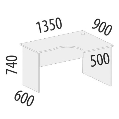 Стол угловой правый Альфа 62.61, Орех Пегас