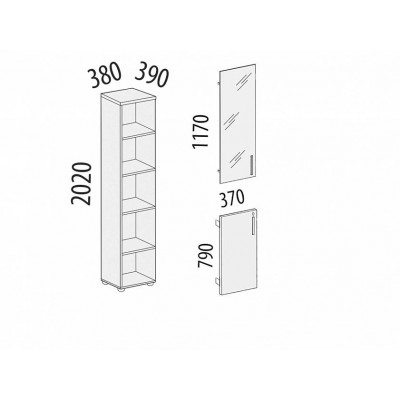 Стеллаж закрытый Альфа 62 539, Орех Пегас