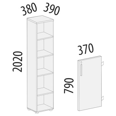 Стеллаж закрытый Альфа 61 536, Ольха