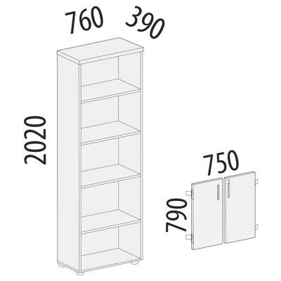 Стеллаж закрытый Альфа 61 532, Ольха