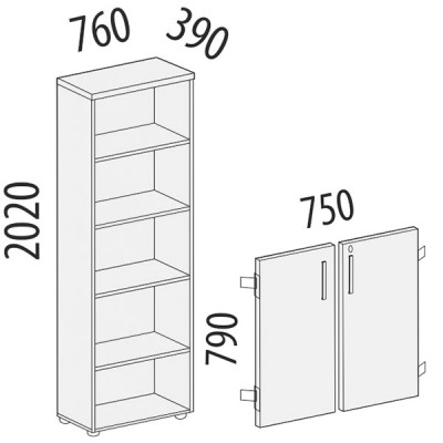 Стеллаж закрытый Альфа 64 532, Дуб Кронберг