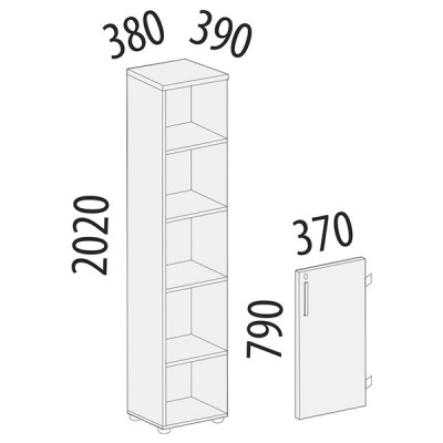 Стеллаж закрытый Альфа 63 536, Дуб Кобург