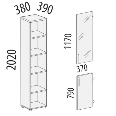 Стеллаж закрытый Альфа 61 538, Ольха
