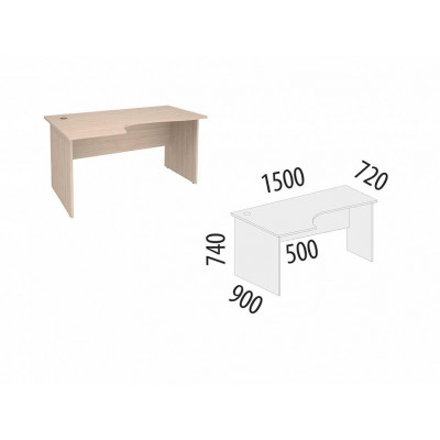 Стол угловой левый Альфа 63.22, Дуб Кобург