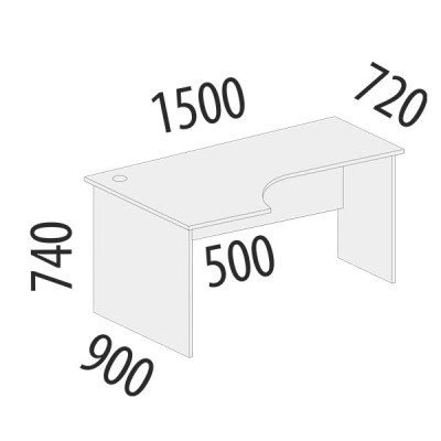 Стол угловой левый Альфа 62.22, Орех Пегас
