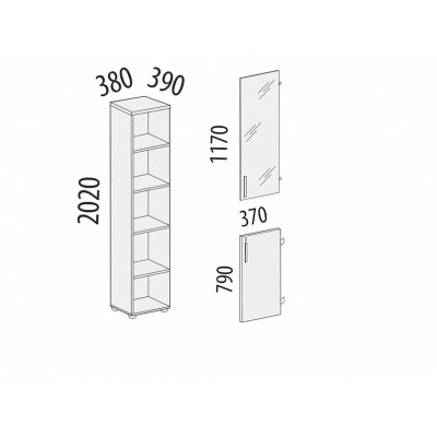 Стеллаж закрытый Альфа 64 538, Дуб Кронберг