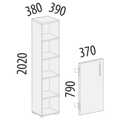 Стеллаж закрытый Альфа 61 537, Ольха