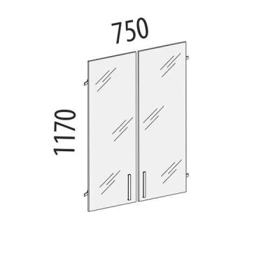 Двери стеклянные 3 секции Альфа 61.38, 