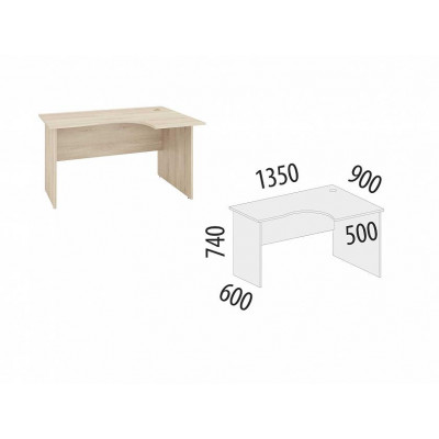 Стол угловой правый Альфа 64.61, Дуб Кронберг