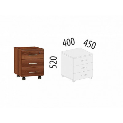 Тумба с ящиками Альфа 62.47, Орех Пегас